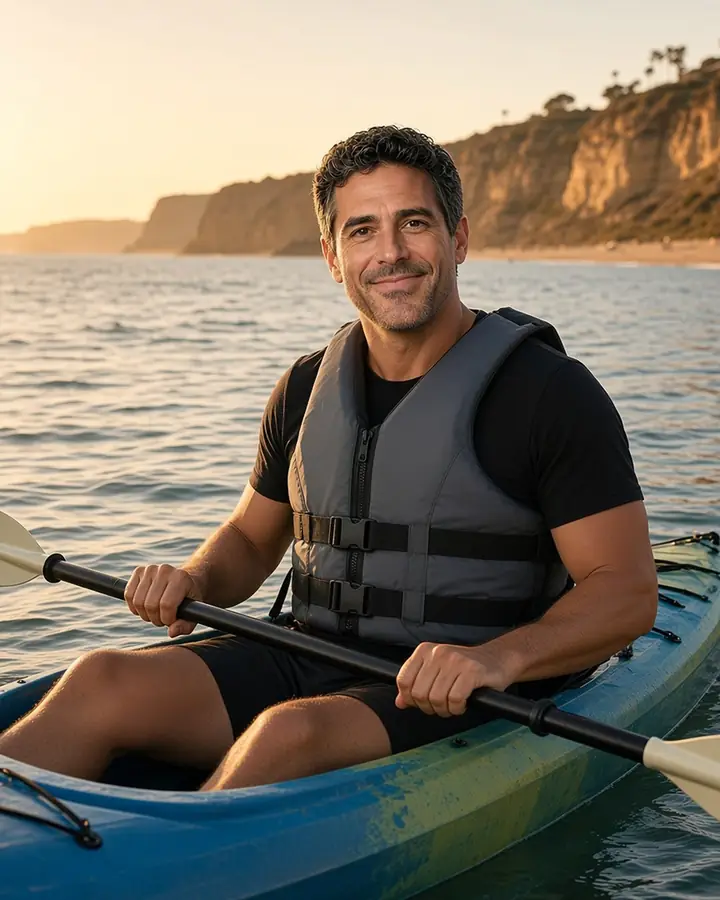 Tony kayaking on the coast